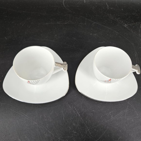 Atelier JM Lasov Delta Pyramid Czech Coffee Tea Mocha Cup Saucer Plate Set of 2 - Picture 3 of 8